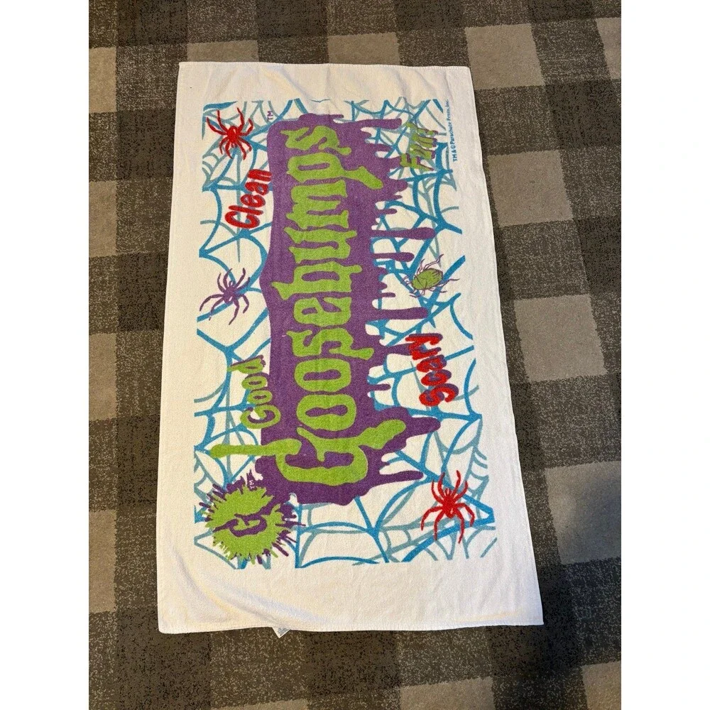 Vintage 90's Rare Goosebumps Scary Good Fun beach Towel insects spider web